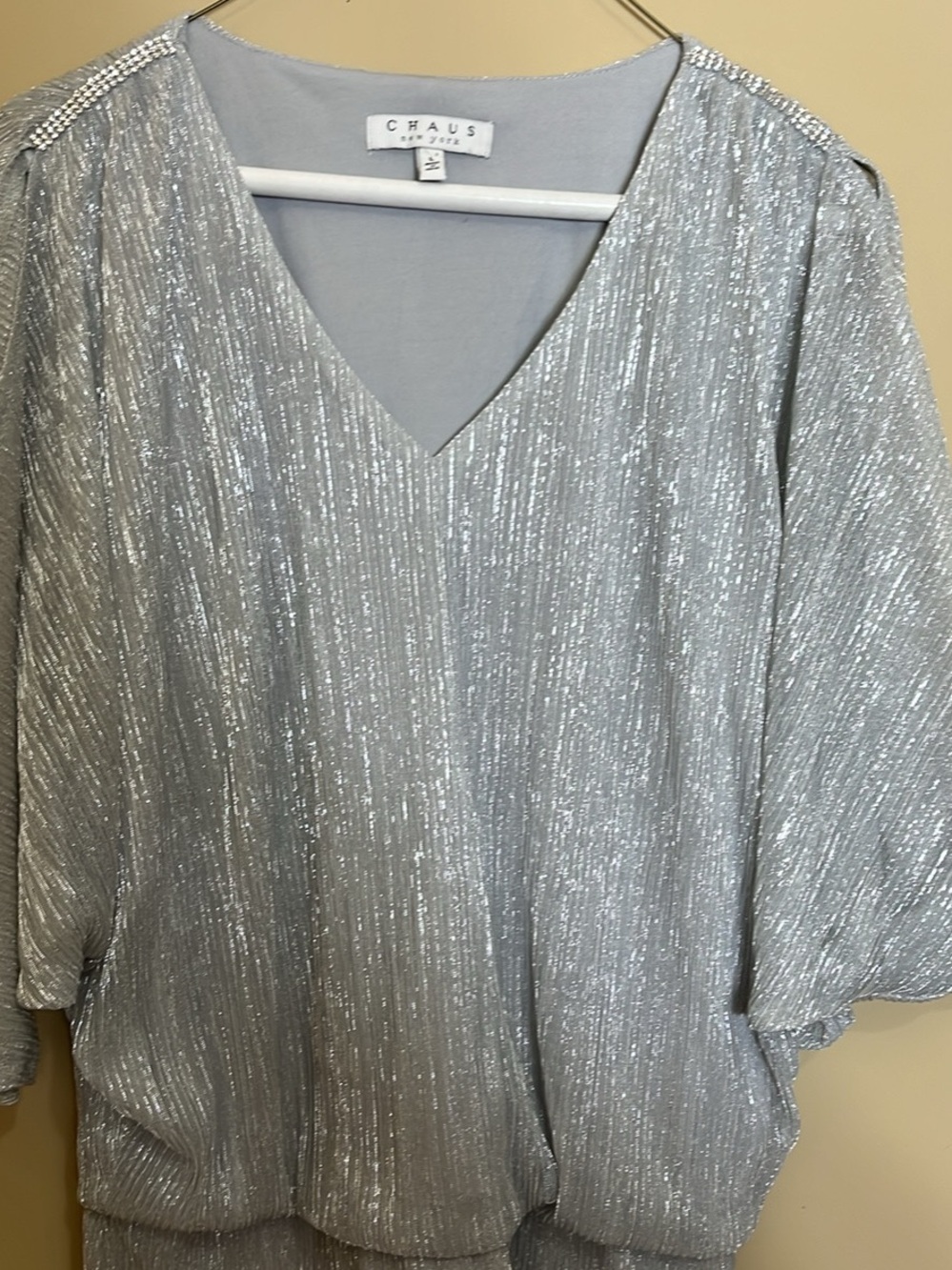 Chaus Light Gray Textured Blouse